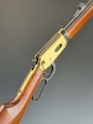 Walther .177 CO2 Winchester style lever action air rifle with coaching scene to the gold plated