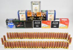 Over three hundred and fifty 12 bore shotgun cartridges including Eley Blues, Eley First, Hull