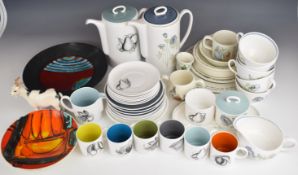 Collection of Susie Cooper coffee ware including Glen Mist, two Poole Pottery mid century modern