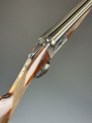 AYA Yeoman 12 bore side by side shotgun with chequered grip and forend, double trigger and named