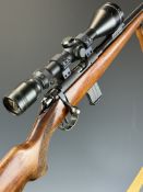 BRNO Model 2 .22 bolt-action rifle with chequered semi-pistol grip, leather sling, multi-shot