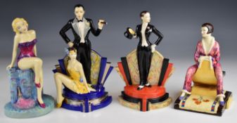 Three Kevin Francis Art Deco style figures comprising Pajama Girl, Ritzy Duet and Bloomsbury Bo, all