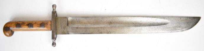 Jung & Zeitler Austrian 19thC pioneer knife with wooden handle, ricasso stamped '25 SA 917' and