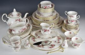 Royal Albert dinner and tea ware decorated in the Lavender Rose pattern, approximately fifty four