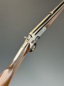 Belgian .380 hammer action rook & rabbit rifle with side lever, chequered grip and forend, folding