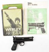 Webley Junior .177 air pistol with named and chequered grips and adjustable sights, serial number