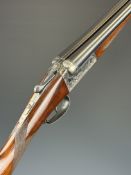AYA No. 4 16 bore side by side ejector shotgun with named and engraved locks, engraved underside,