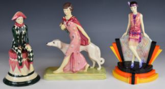 Three Kevin Francis figures comprising Harlequin, Rosa Canina and Hullabalu-Lu, all boxed, two