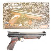 Crosman Medalist II Model 1300 .22 target air pistol with shaped and chequered faux wood grips and