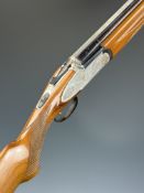 Rizzini 12 bore over and under ejector shotgun with engraved sidelock plates, underside, trigger