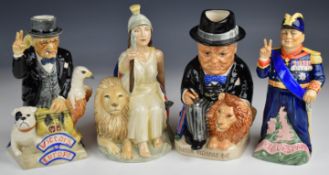 Four Kevin Francis jugs / figures comprising Naval Churchill, Winston Churchill 50th Anniversary