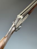 Gunmark Viscount 20 bore side by side sidelock ejector shotgun with engraved locks, underside,