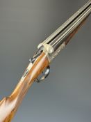Belgian 12 bore side by side shotgun with engraved locks, underside, trigger guard, top plate, thumb