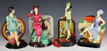 Four Kevin Francis figures comprising Young Clarice Cliff, Tea with Clarice Cliff, Clarice Centre