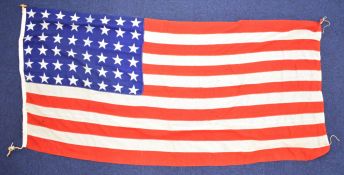 Vintage circa WW2 48 star American stars and stripes panel stitched US flag, 251cm x 124cm