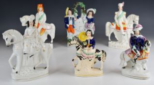 Six 19thC Staffordshire figures including Campbell and Havelock, tallest 26cm