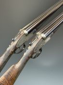 Pair of William Evans 12 bore sidelock side by side ejector shotguns each with named and border