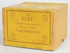 Twenty-five 4 bore Eley shotgun cartridges, in original box. PLEASE NOTE THAT A VALID RELEVANT