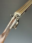 George Edward Lewis 12 bore side by side hammer action shotgun with named and engraved locks,