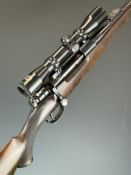 John Rigby & Co .275 bolt-action sporting rifle with chequered and horn tipped semi-pistol grip,