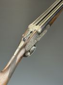 Gunmark Black Sabel De Luxe 12 bore side by side sidelock ejector shotgun with named and engraved