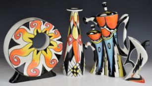 Four Lorna Bailey Art Deco style vases / jugs, three limited edition, tallest 31cm