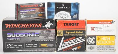 Seven hundred and four .22 rifle cartridges including Winchester Subsonic 42 Max, Winchester