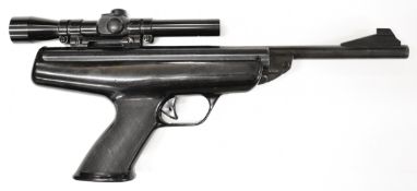 BSA Scorpion .177 target air pistol with shaped and chequered composite grip and BSA 1.5x15 scope,