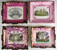 Four Sunderland lustre plaques including Crimea, 'The Gauntlet Clipper Ship' and 'Bless the