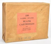One hundred 16-bore pin-fire Blank Cartridges for Automatic Clock Guns, sealed in original