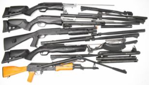 A collection of air rifles and air rifle parts including ASG TAC Repeat, Cybergun Kalashnikov