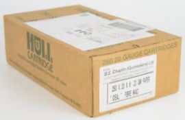 Two hundred and fifty 20 bore B E Chaplin of Winchester Ideal 23g 6 shot shotgun cartridges,