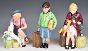 Three Royal Doulton limited edition figures comprising Girl and Boy Evacuee and Homecoming,