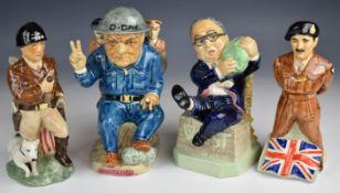 Four Kevin Francis jugs / figures comprising Winston Churchill D-Day, General Patton, Field Marshall