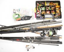 Coarse, sea, game and predator fishing tackle to include carbon fibre / glass fibre spinning rods,