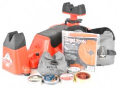 A small collection of gun accessories comprising an MTM Case-Gard Predator Shooting Rest, BSA 1861