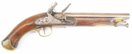 Sea Service flintlock pistol with lock stamped with crown over 'GR' cypher, brass trigger guard