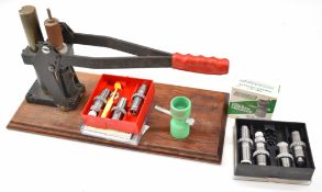 Shotgun or rifle cartridge re-loading press, Lee .223 and .243 dies and a Redding Model 5 Powder