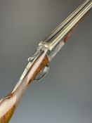 AYA No. 4 12 bore side by side ejector shotgun with named and engraved locks, engraved underside,