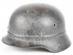 WW2 Nazi German / Third Reich beaded M40 steel helmet, interior stamped with Q66 and batch number