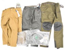 Six pairs of shooting or tactical trousers comprising two pairs of Verney-Carron ProHunt trousers