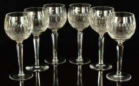 A set of six Waterford Crystal Colleen cut glass wine / hock glasses, 19cm tall.