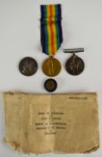 WW1 medal pair comprising British War Medal and Victory Medal named to 12807 Pte L. Aldridge, (