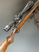 CZ 455 .17 HMR bolt-action rifle with chequered semi-pistol grip, CZ neoprene and canvas sling,