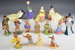 Fifteen Royal Doulton figures and Bunnykins, including Judith, Gandalf, Gimli from Lord of the