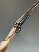 English .410 side by side hammer action folding poacher's shotgun with chequered grip and forend,