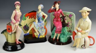 Four Kevin Francis figures including two Susie Cooper and two Clarice Cliff all boxed with