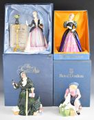 Four Royal Doulton figures comprising Christmas Parcels, The Homecoming, Mary 'Queen of' Scots'