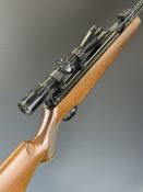 Webley Eclipse .22 under-lever air rifle with chequered semi-pistol grip, raised cheek piece,