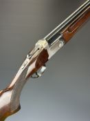 AYA Yeoman 12 bore over and under ejector shotgun with named locks and underside, chequered semi-